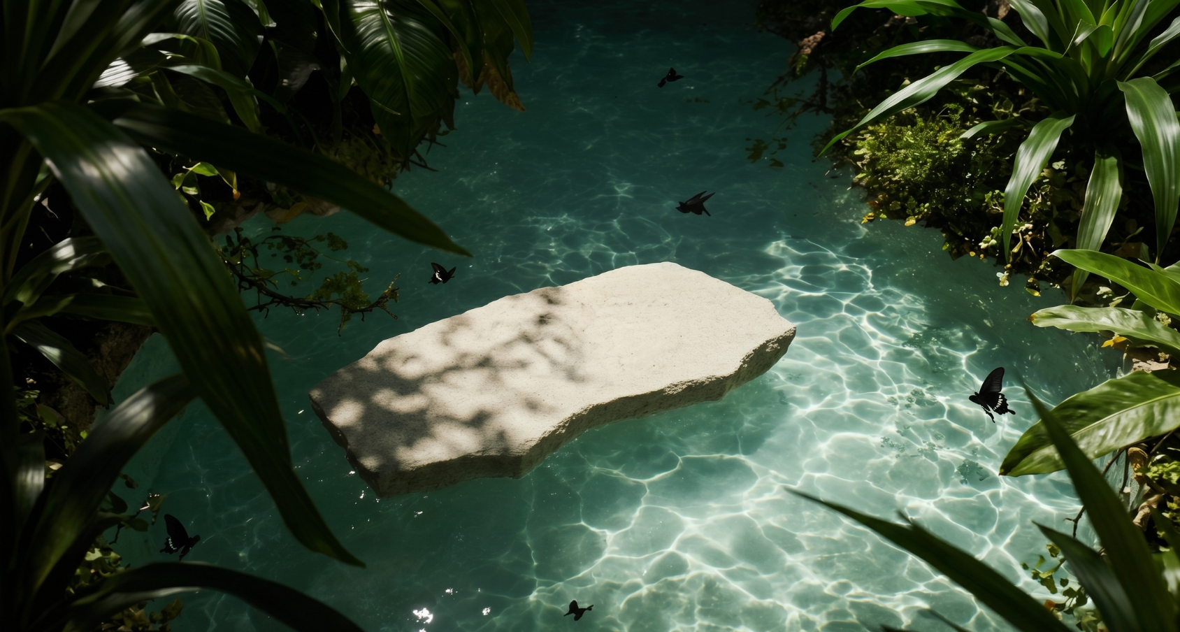 Une pierre dans une eau turquoise