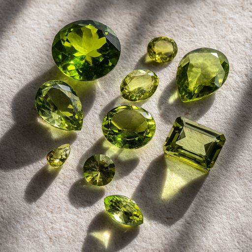 Peridots grouped