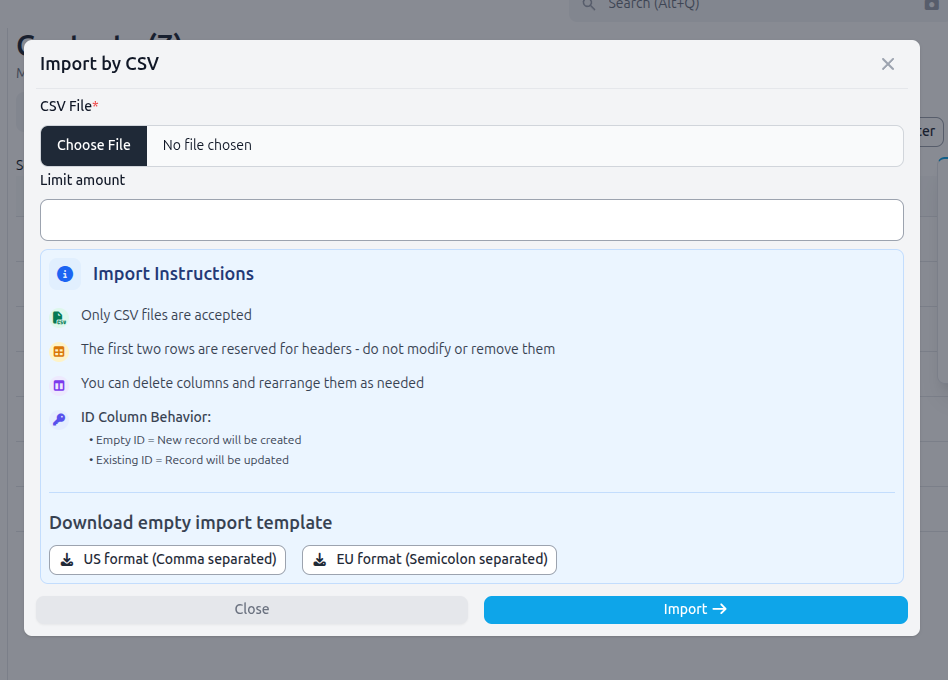 Kontakte aus einer Tabellenkalkulation in Gem Logic importieren