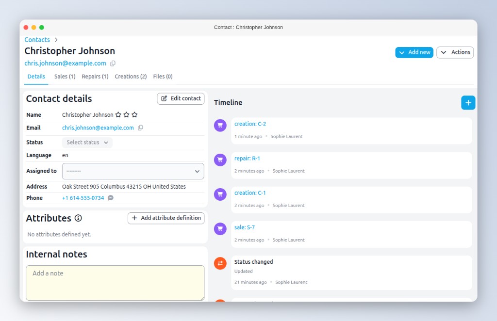 Vollständiges Kundenprofil in Gem Logic