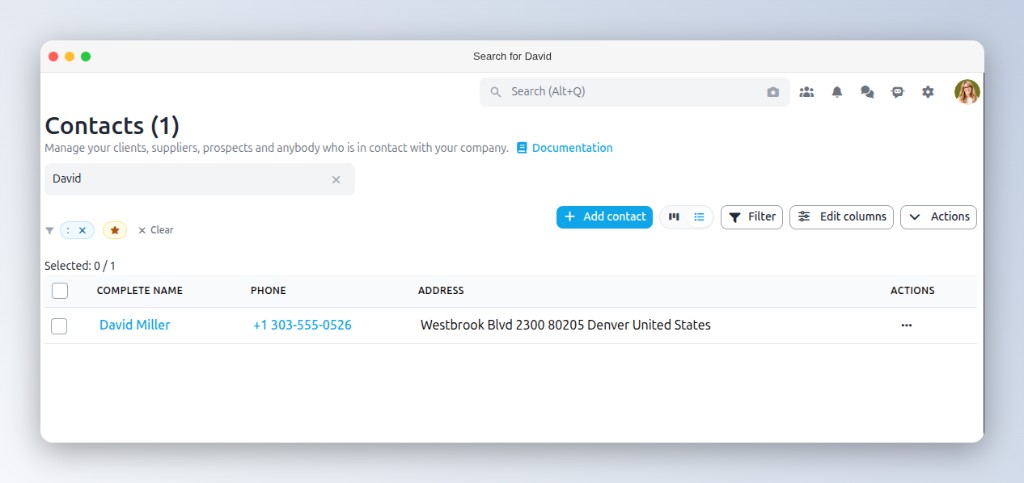 Kontakte in Gem Logic suchen und filtern